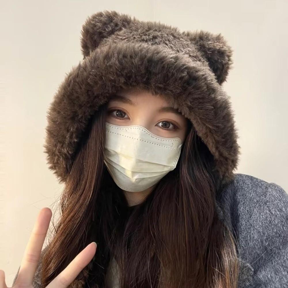 Cold-proof Knitted Woolen Hat Bear Ear Ear Protection Cap Fashion Beanies Cap Outdoor