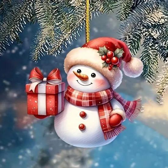 Подвеска в виде оленя Санта-Клауса, праздничная рождественская елка, подвесное украшение, акриловое украшение в виде мультяшного Санты