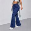 Womens High Waist Flared Jeans Stretch Slim Fit Long Pants Streetwear