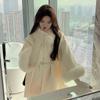 Двусторонняя накидка шерстяное шерстяное пальто осенне-зимнее воротник из искусственного меха лисы корейское пальто-шаль