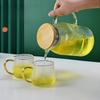 Креативный стеклянный чайник для холодной воды с вертикальным узором, набор для нагрева, для журнального столика в гостиной, чайник для сока и напитков, стеклянный чайник большой емкости