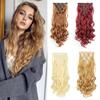 Long Curly Clip Hair Extension 16 Clips Synthetic Natural Hair Pieces for Women 7Pcs/Set 24Inch Ombre Blonde Red Black Fake Hair