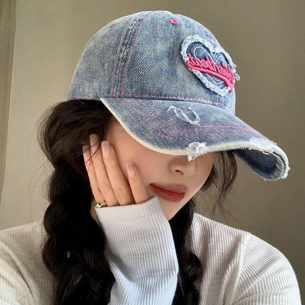 Wide Brim Baseball Cap Denim Denim Hat Fashionable Duckbill Cap for Women Girls
