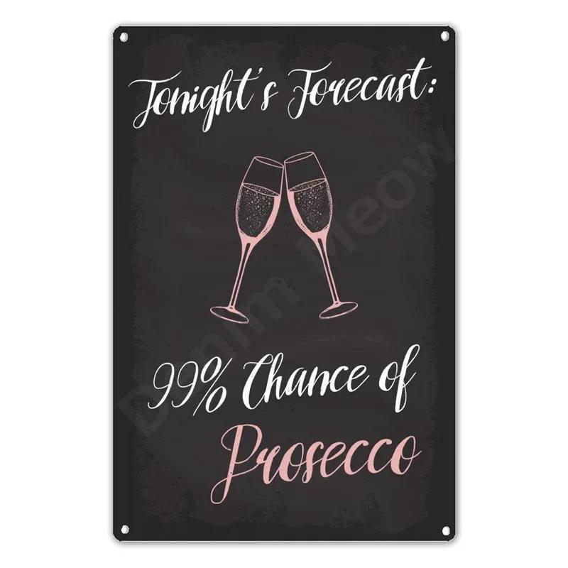 Prosecco Vintage Poster Cocktails Metal Tin Signs Pub Bar Decoration Prosecco Princess Wall Art Decor