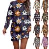 Women's Round Neck Halloween Printed Long Sleeve Hip Dress Sweatshirt Dresses