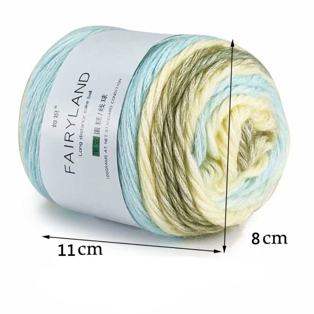Hand-woven Rainbow Woollen Yarn 100g Multi-Color Yarn Dyeing Crocheting Cake Yarn  Baby