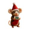 Yousheng Handcrafted Felt Christmas Mouse Figurine Santa Hat Mice Ornament Simulation Rat Statue Animal Sculpture Home Office Desktop Decoration