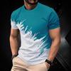 Summer Round Neck 3D Gradient Print Top Fashionable Casual Short Sleeved Men's T-shirts