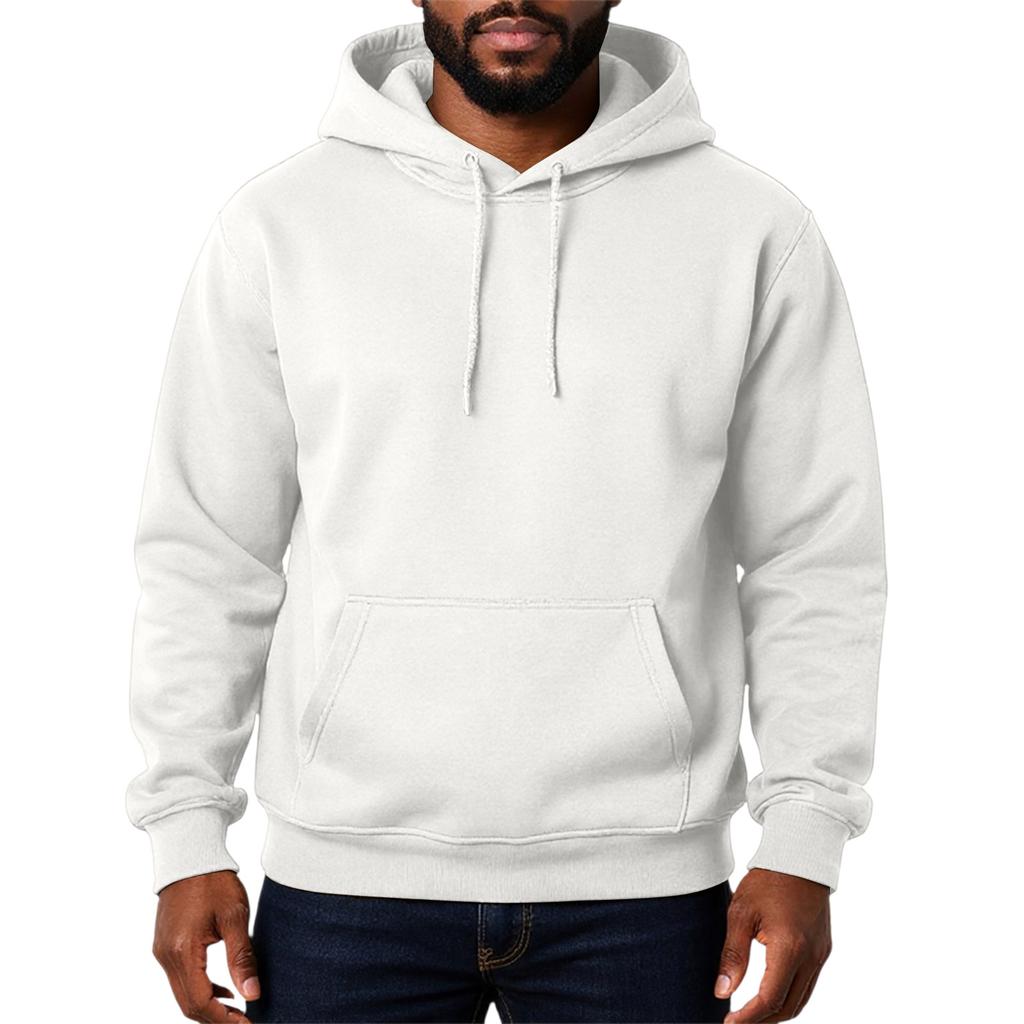 Men's Solid Color Adding Fleece Loose Hooded Hood Hoodie
