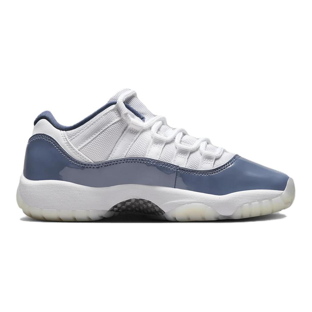Кроссовки Air Jordan 11 Retro Low GS Diffused Blue Kids, белые, темно-синие, футбольные, серые FV5121-104