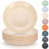 Evanda 8-Piece Plate Set, 24cm, Cheese White, Unbreakable Dishware, Made from Food-Grade Polypropylene, Heat and Cold Resistant, Microwave and