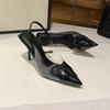 Style Women's High Heels Stiletto Pvc Pointed Toe Fashionable All-match Closed Toe High Heel Sandals With Empty Back
