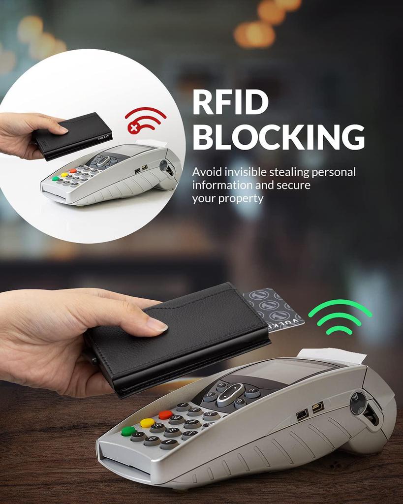 Мужской кошелек из натуральной кожи с RFID-защитой от кражи, металлический держатель для карт - европейский и американский дизайн с алюминиевым сплавом