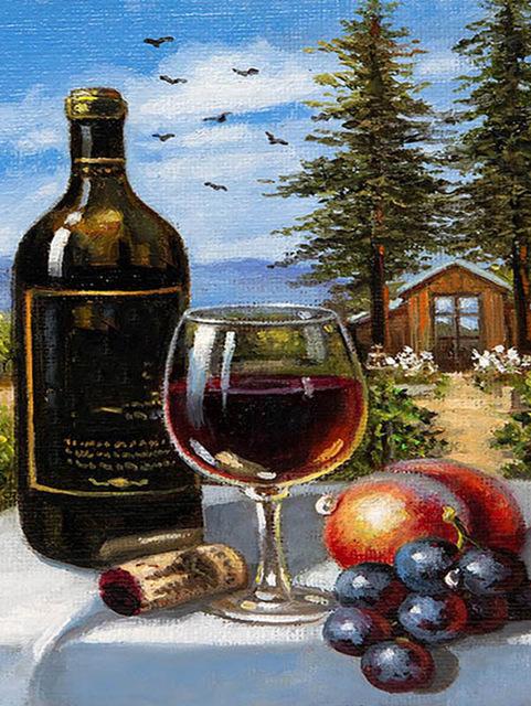 5D DIY Полный дрель Алмазная картина Фрукты серии Бутылка красного вина Алмазная мозаика Пейзаж Вышивка крестиком Наборы домашнего декора