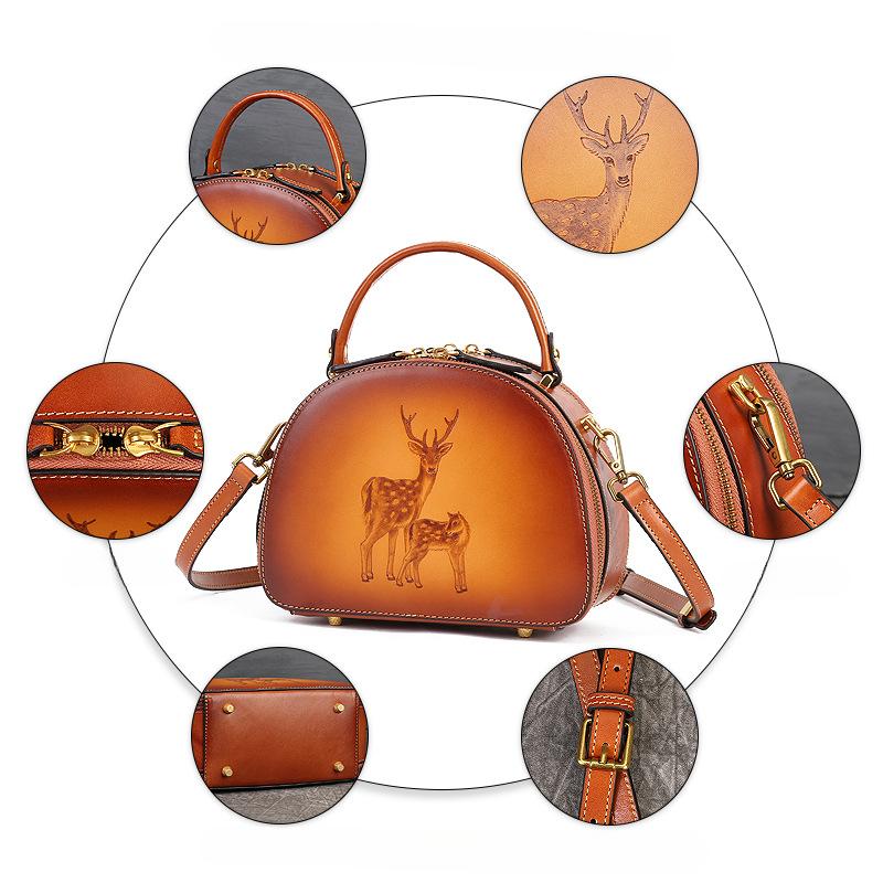 Винтажная женская сумка через плечо с верхним слоем из коровьей кожи в стиле национальная мода с булочкой через плечо