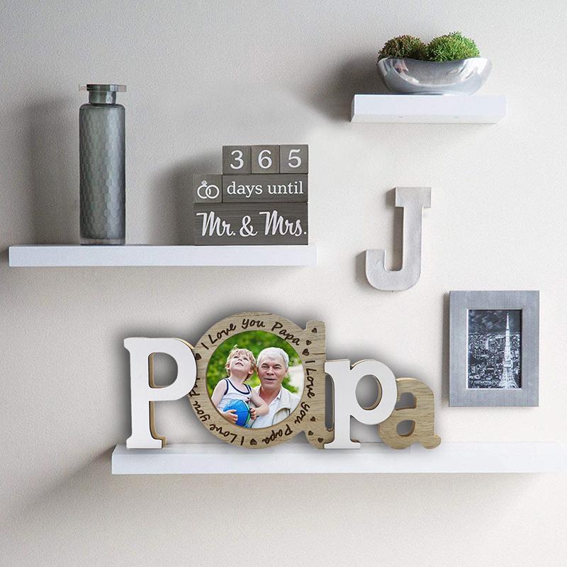 Letter Heart Photo Frame Wooden English Letter Photo Frame Dad Papa Mum Pattern Picture Frame