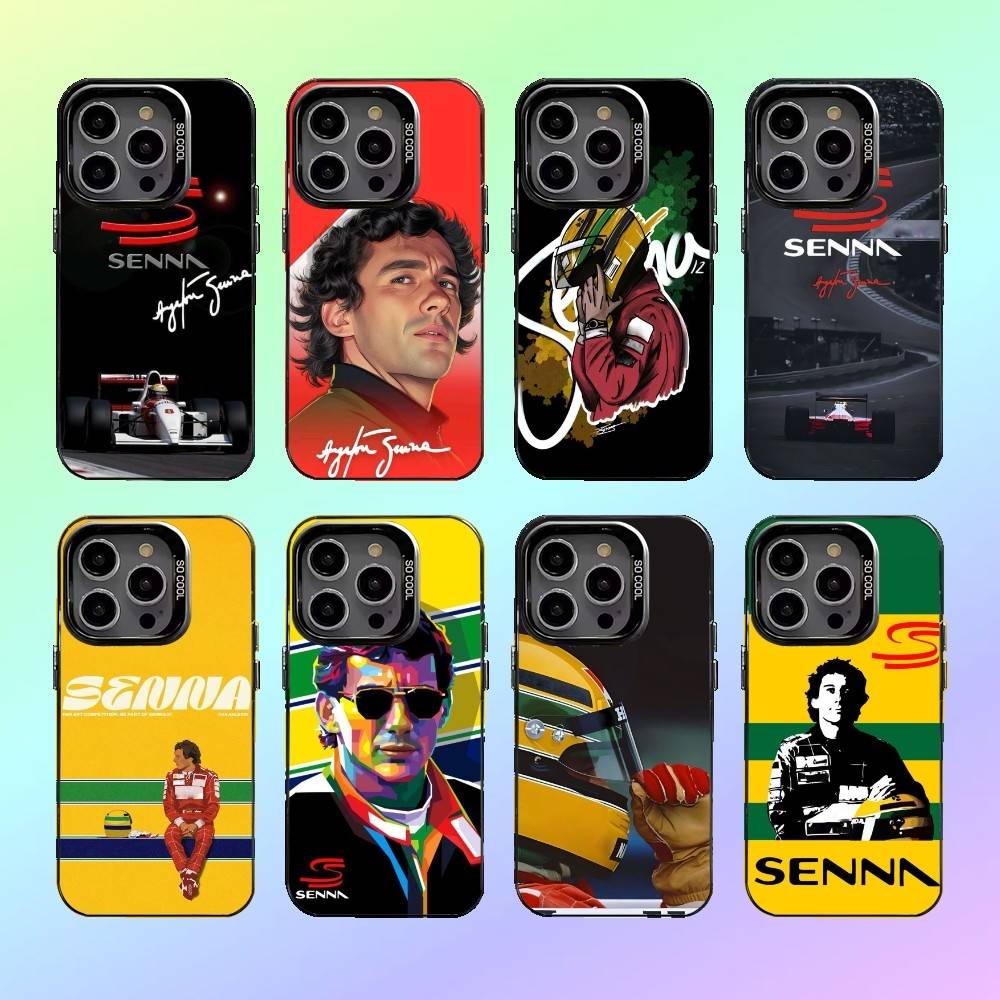 Чехол для телефона с изображением гонщика Айртона Сенны Для iPhone17,16,15,14,13,12,11 Plus,Pro Max Цветной Серебристый Задний Чехол для Телефона