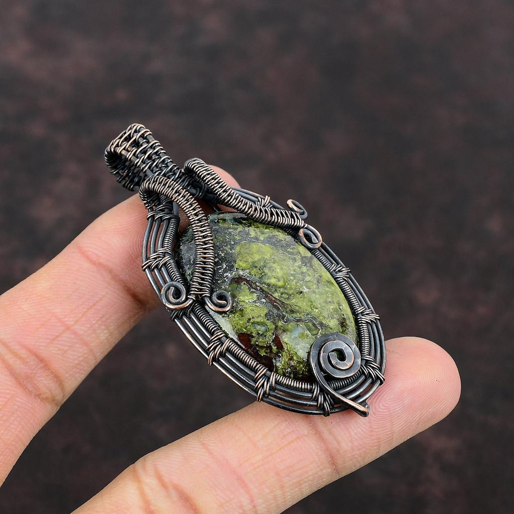 Dragon Bloodstone Pendant Copper Wire Wrapped Jewelry Handmade Gemstone Pendant Copper Wire Wrap Pendant Dragon Bloodstone Jewelry For Gift