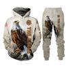 Trend Animal The Eagle 3D Printed Men's Tracksuit Sets Casual Hoodie And Pants 2pcs Sets Oversized Pullover Fashion Men Clothing
