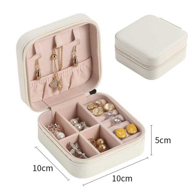 Portable Jewelry Box Jewelry Organizer Display Travel Jewelry Case Boxes Leather Storage