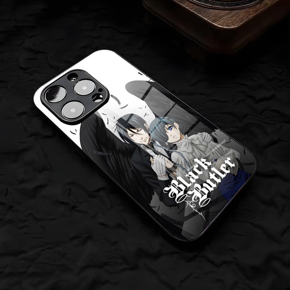 Аниме Черный Дворецкий Чехол для Телефона Для IPhone 17 Air 16 E Pro Max 15 14 13 Mini 12 Pro 11 Max Plus Черная Стеклянная Крышка