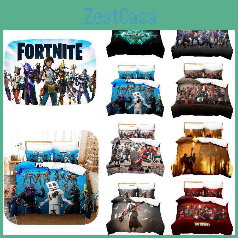 Комплект постельного белья из 3 предметов с цифровым принтом Fortnite Красочный дизайн Высококачественная ткань