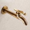 Long Garden Use Bibcock Faucet Tap Crane Antique Brass Finish Bathroom Wall Mount Washing Machine Water Faucet Taps YT-5156-A