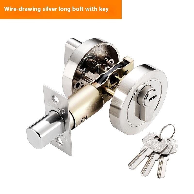 Copper Door Lock Cylinder Chrome Metal Deadbolt Single Cylinder Bolt for Home Door Gate
