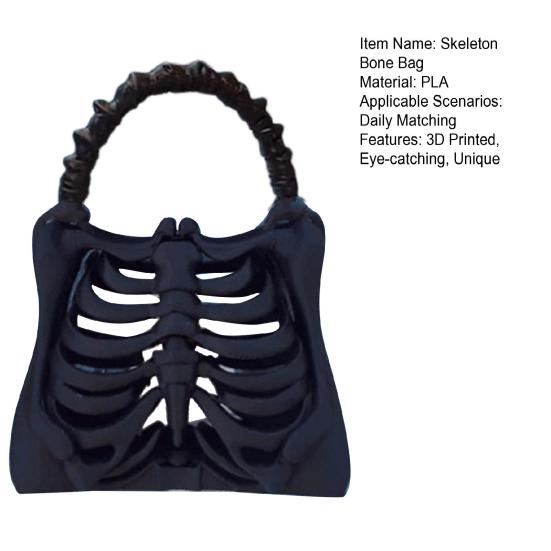 3D Printed Skeleton Bone Bag Halloween Gothic Skeleton Purse Spooky Ribcage Handbag Anatomical Dark Aesthetic Accessory
