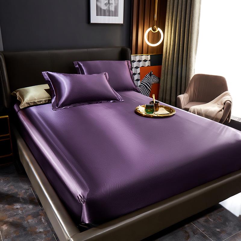 Japanese Style Silky Solid Color Bedding Set - Includes Sheet and Two Pillowcases for a Cool, Nude Sleeping Experience In Summer.