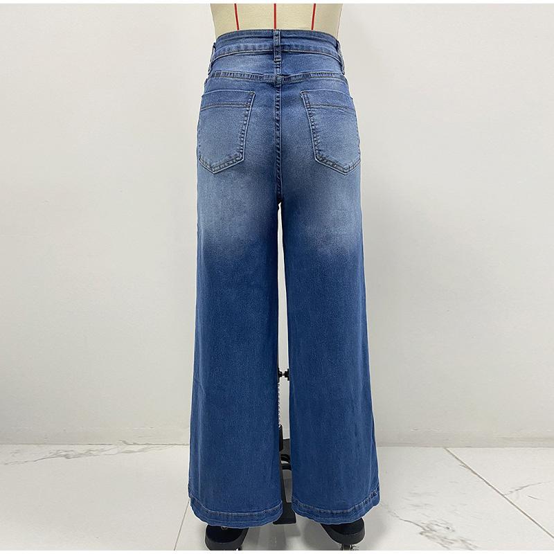 Весенние новые женские винтажные уличные прямые джинсы с широкими штанинами и карманами на пуговицах, потертые джинсы с высокой талией, повседневные джинсы 2025