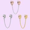 S925 Sterling Silver Logo Safety Chains With Cloth Bag Fit Making Bracelet for Women Simple Jewelry Gifts
