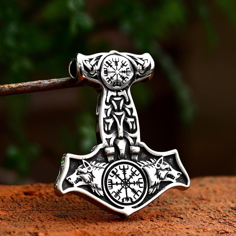 BEIER thor's hammer mjolnir pendant necklace viking scandinavian norse viking necklace with stainless steel chain BP8-384