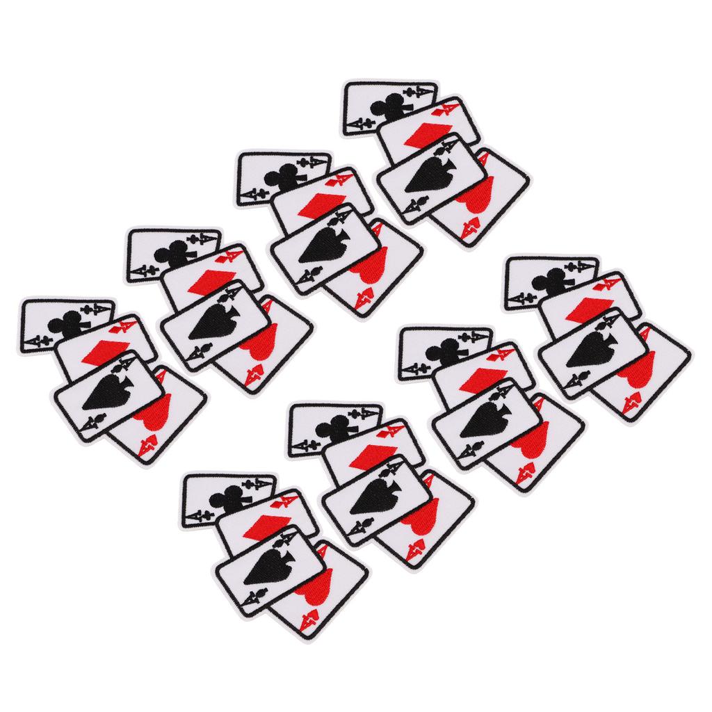 20Pcs Iron On Patch Embroidered Playing Card Patch Applique for Clothes Dress Hat DIY Accessories