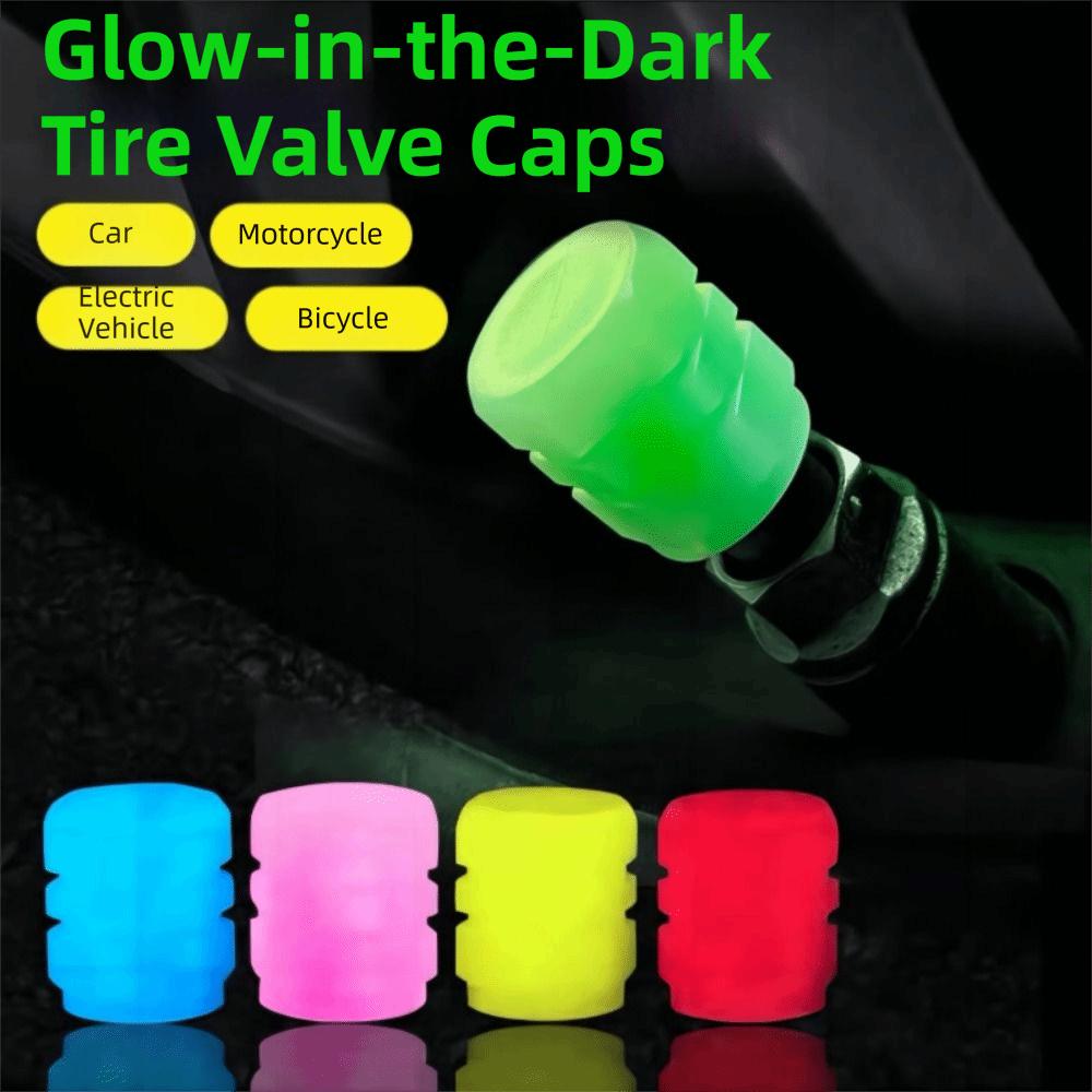 8Pcs Super Bright Luminous Fluorescent Valve Caps Night Glowing Tyre Valve Stem Cover Car Wheel