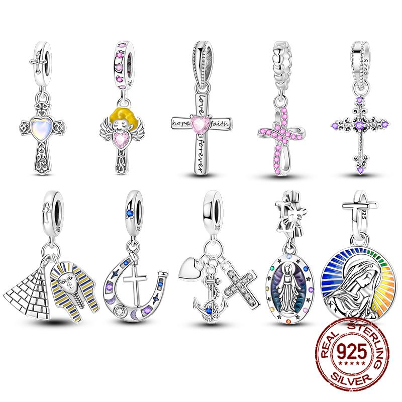 Подходит для оригинального браслета Медь Религия Крест Подвески Мадонны Шармы Бусины Для Женщин Изготовление Ювелирных Изделий Подарок