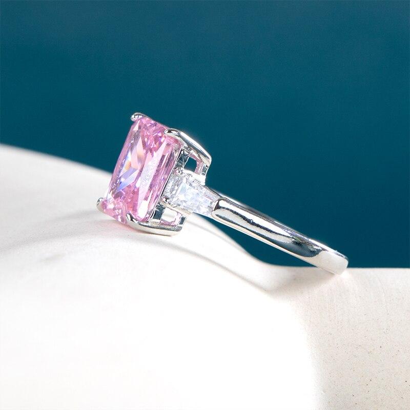 POMOiii Уникальные квадратные кольца с розовым цирконием для девочек, модные аксессуары для вечеринки, роскошный подарок на день рождения, женское кольцо, новые ювелирные изделия