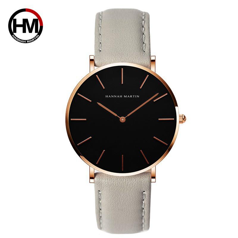 Women's Waterproof Quartz Watch with Leather Strap - Japanese Movement