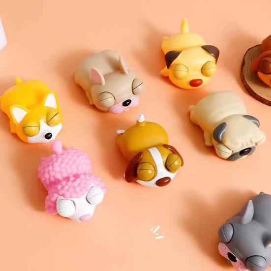 Сквиши Фиджет Игрушка Мягкий Силикон Милая Кукла Щенок Игрушки для Сжатия Снятие Стресса Вентиляционная Игрушка Выпучивающая Глаза Мультяшная Кукла Собака Игрушка для Декомпрессии Сувенир для Вечеринки