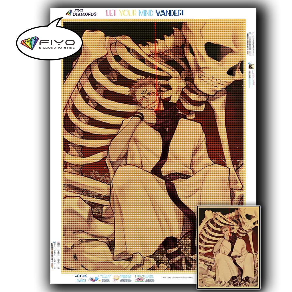 5D DIY Алмазная вышивка Аниме Дзюдзюцу Кайсен Картина Стразы Алмазная живопись Бумага Винтаж Плакат Алмазная мозаика Рукоделие Домашний декор