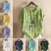 Women's Fashion Dragonfly Prined Round Neck Short Sleeve T-shirt Casual Cotton Linen Graphic Shirt Leisure Loose Summer Blouse Tops