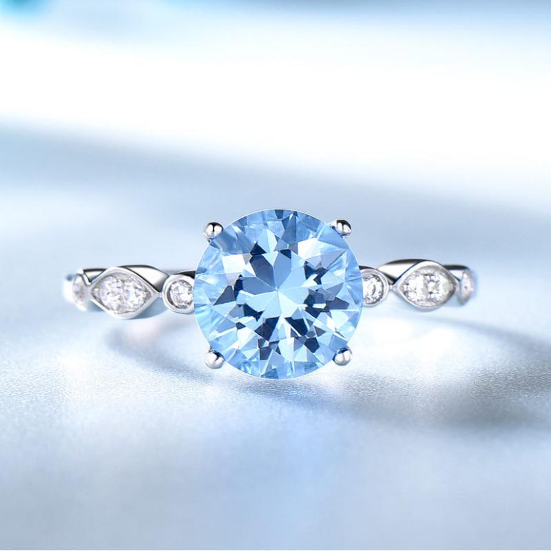 Gica Gema 925 Sterling Silver Hot Selling Fashion BluePersonalized Luxury Ring For Women Fine Jewelry For Wedding Engagement
