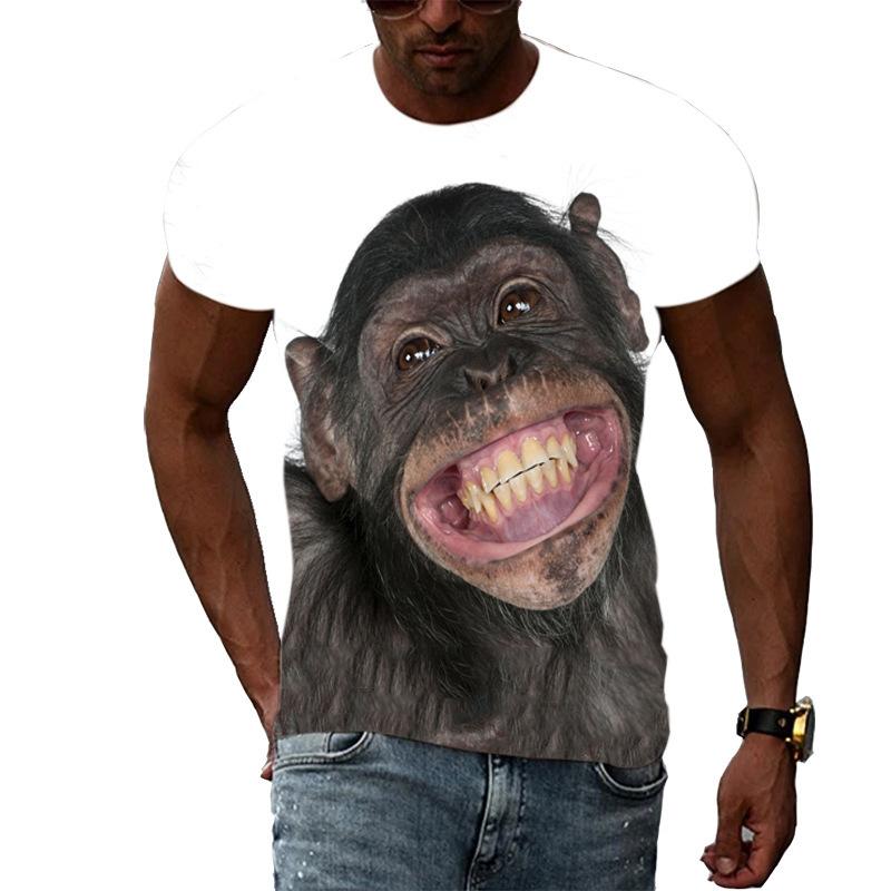 Летние мужские спортивные футболки с короткими рукавами и принтом гориллы с 3D-цифровой печатью, свободные повседневные футболки с круглым вырезом и короткими рукавами для мужчин