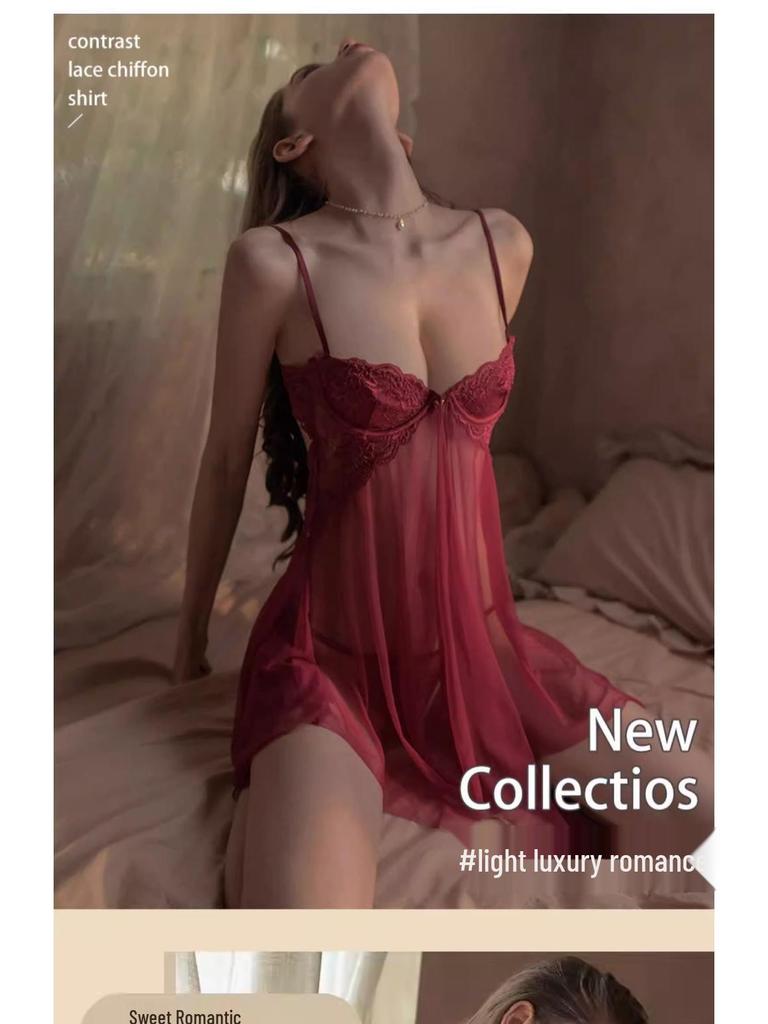 Elegant Plus Size Lace Camisole Nightgown - Women's Flirtatious Summer Lingerie.