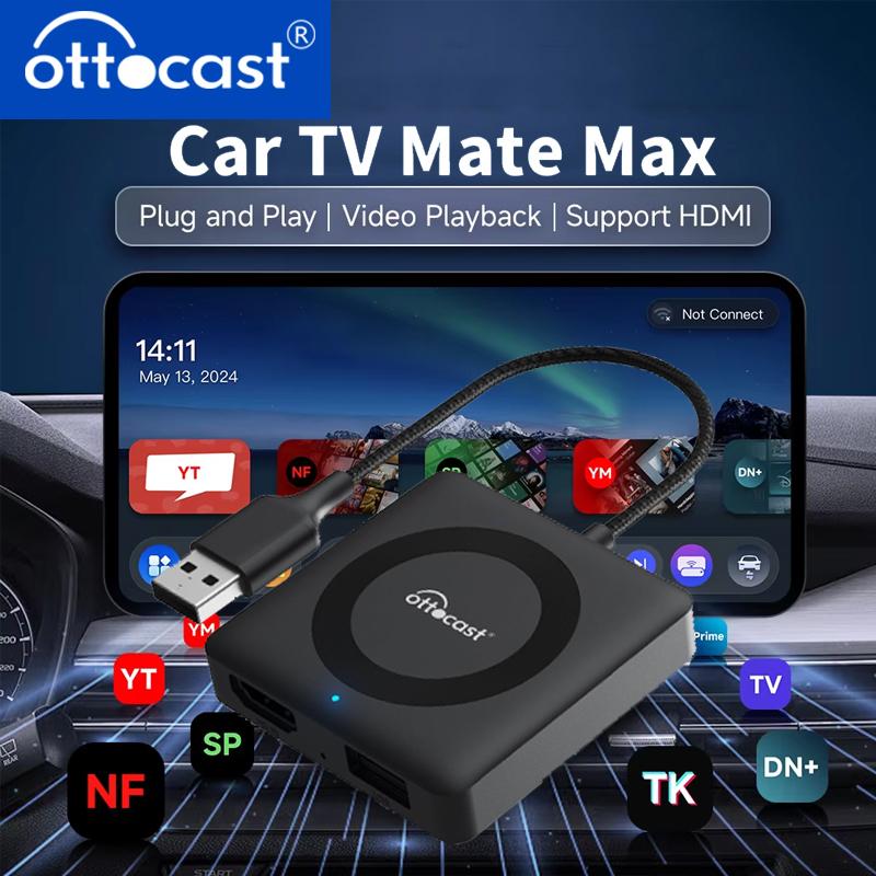 OTTOCAST Car TV Mate C4 Беспроводной адаптер Android Auto CarPlay Поддержка HDMI входа Видеоконвертер для ТВ-стиков Игровых консолей
