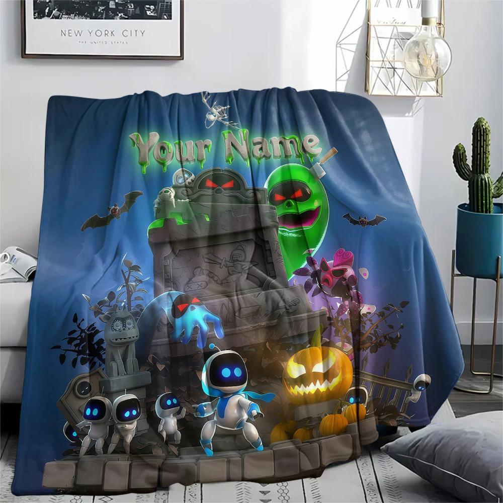 1PC Custom Name ASTRO BOT Patterned Flannel Blanket Suitable For All Seasons for Home Decor Warmth and Comfort Gifts Holiday Present -HE95