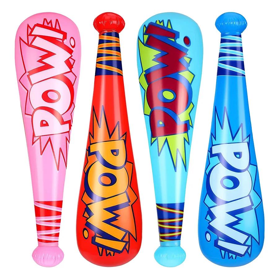 4pcs Colorful Inflatable Baseball Bat Toys for Summer Pool Parties Birthday Celebrations Fun Carnival Water Game Supplies