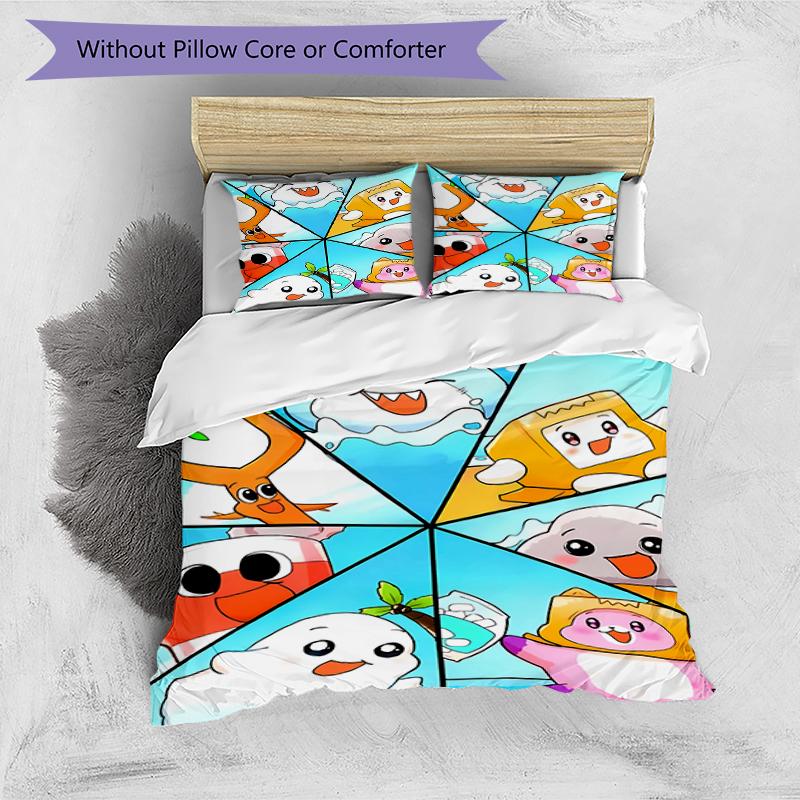 3pcs Lankybox Foxy and Rocky2 pattern bedding set duvet cover set includes duvet cover &pillowcases, perfect all season bedroom decoration & gift