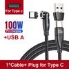 PD 100W 540 вращающийся магнитный кабель USB C на кабель Type C 5A быстрая зарядка шнур данных для Macbook iPhone Xiaomi ноутбук