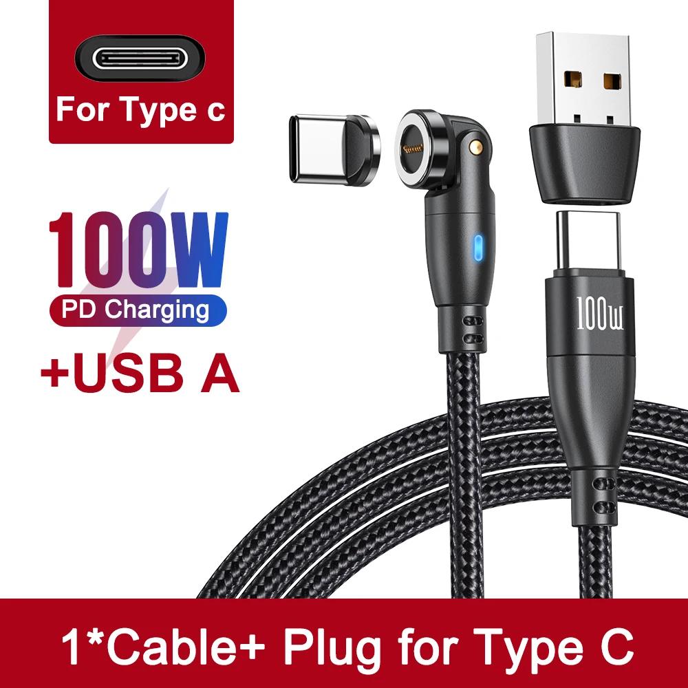 PD 100W 540 вращающийся магнитный кабель USB C на кабель Type C 5A быстрая зарядка шнур данных для Macbook iPhone Xiaomi ноутбук